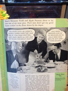 Aunt Jenny takes a special interest in feeding confirmed bachelors.